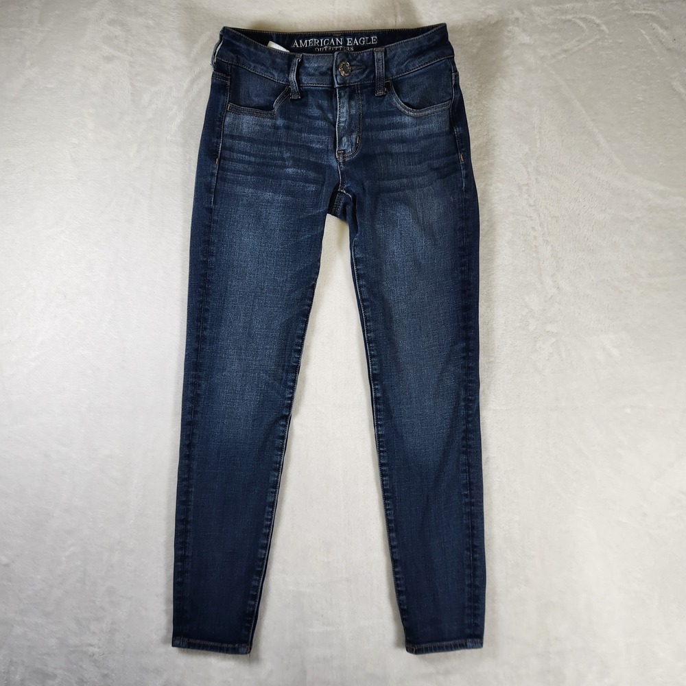 American‎ Eagle Outfitters Women's Dark Wash Denim Jeggings Size 00 Short